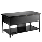 VEVOR Lift Top Coffee Table, 39.4 in Rectangle Coffee Table with Extra Storage Pockets, Flipable Coffee Table with Power Strip & USB & Ambient Lighting for Living Room, Black