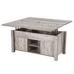 VEVOR 1000 mm Farmhouse Lift Top Coffee Table, Rustic Center Table with Barn Door and Hidden Storage Compartment, Modern Rectangle Lifting Tabletop for Living Room, Office, Home, Easy Assembly, Oak