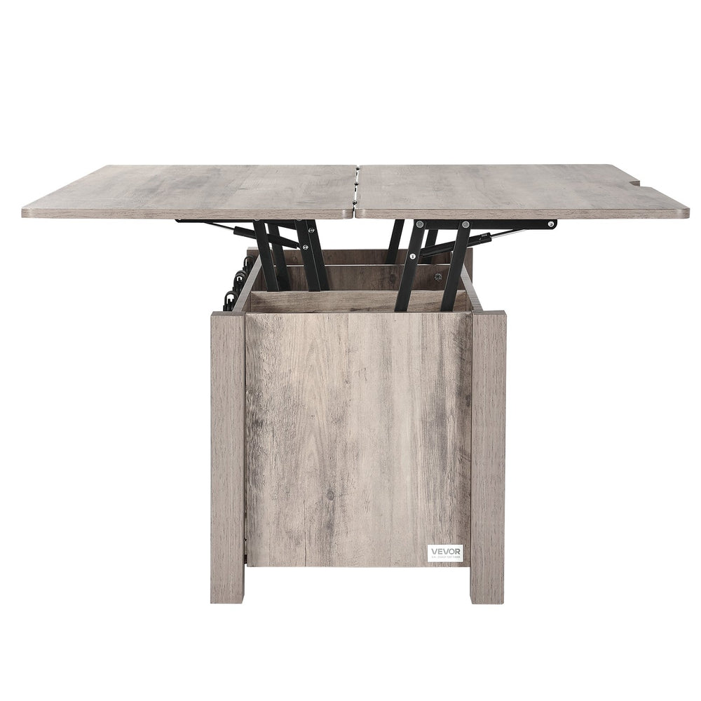 VEVOR 1000 mm Farmhouse Lift Top Coffee Table, Rustic Center Table with Barn Door and Hidden Storage Compartment, Modern Rectangle Lifting Tabletop for Living Room, Office, Home, Easy Assembly, Oak
