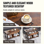 VEVOR Lift Top Coffee Table, 41.7 in Rectangle Coffee Table with Extra Storage Pockets, Pop Up Coffee Table for Living Room, Brown