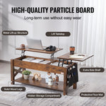 VEVOR Lift Top Coffee Table, 47.5 in Rectangle Coffee Table with Extra Storage Pockets, Pop Up Coffee Table for Living Room, Brown