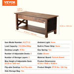 VEVOR Lift Top Coffee Table, 47.5 in Rectangle Coffee Table with Extra Storage Pockets, Pop Up Coffee Table for Living Room, Brown