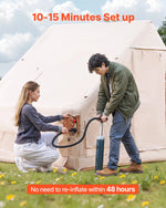 VEVOR Inflatable Tents for Camping, 3-5 Person Easy Setup Blow up Tent with Hand Pump, 300D Oxford 4 Season Glamping Tent with Stove Jack 2 Doors & 2 Mesh Windows, Storage Bag Included for Easy Taking