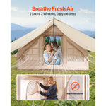 VEVOR Inflatable Tents for Camping, 3-5 Person Easy Setup Blow up Tent with Hand Pump, 300D Oxford 4 Season Glamping Tent with Canopy, Stove Jack, 2 Doors & 2 Mesh Windows (Storage Bag Included)