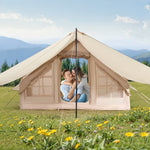 VEVOR Inflatable Tents for Camping, 3-5 Person Easy Setup Blow up Tent with Hand Pump, 300D Oxford 4 Season Glamping Tent with Canopy, Stove Jack, 2 Doors & 2 Mesh Windows (Storage Bag Included)