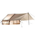 VEVOR Inflatable Tents for Camping, 3-5 Person Easy Setup Blow up Tent with Hand Pump, 300D Oxford 4 Season Glamping Tent with Canopy, Stove Jack, 2 Doors & 2 Mesh Windows (Storage Bag Included)
