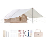 VEVOR Inflatable Tents for Camping, 3-5 Person Easy Setup Blow up Tent with Hand Pump, 300D Oxford 4 Season Glamping Tent with Canopy, Stove Jack, 2 Doors & 2 Mesh Windows (Storage Bag Included)
