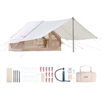 VEVOR Inflatable Tents for Camping, 3-5 Person Easy Setup Blow up Tent with Hand Pump, 300D Oxford 4 Season Glamping Tent with Canopy, Stove Jack, 2 Doors & 2 Mesh Windows (Storage Bag Included)