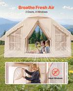 VEVOR Inflatable Tents for Camping, 4-6 Person Easy Setup Blow up Tent with Hand Pump, 300D Oxford 4 Season Glamping Tent with Stove Jack 2 Doors & 4 Mesh Windows, Storage Bag Included for Easy Taking