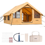 VEVOR Inflatable Tents for Camping, 5-8 Person Easy Setup Blow up Tent with Hand Pump, Luxury Glamping Tent with 2 Skylights, Canopy, Stove Jack 2 Doors & Mesh Windows (Storage Bag Included)