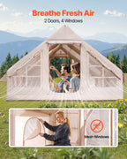 VEVOR Inflatable Tents for Camping, 5-8 Person Easy Setup Blow up Tent with Hand Pump, 300D Oxford Glamping Tent with Stove Jack 2 Doors & 4 Mesh Windows, Storage Bag Included for Easy Taking