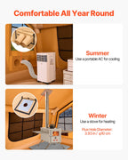 VEVOR Inflatable Tents for Camping, 8-12 Person Easy Setup Blow up Tent with Hand Pump, 4 Season Luxury Glamping Tent with 2 Skylights, Canopy, Stove Jack, 2 Doors & Mesh Windows (Include Storage Bag)