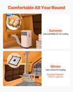 VEVOR Inflatable Tents for Camping, 8-12 Person Easy Setup Blow up Tent with Hand Pump, 4 Season Luxury Glamping Tent with 2 Skylights, Canopy, Stove Jack, 2 Doors & Mesh Windows (Include Storage Bag)