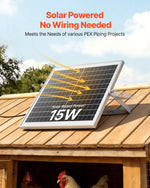 VEVOR Solar Powered Fan, 15W Solar Panel with 2 Fans, Adjustable Solar Panel Angle, 2668 RPM High-Speed, Flexible Installation, Fast Air Exchange for Greenhouse, Grow Tents, Chicken Coops, Shelters