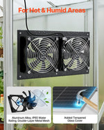 VEVOR Solar Powered Fan, 15W Solar Panel with 2 Fans, Adjustable Solar Panel Angle, 2668 RPM High-Speed, Flexible Installation, Fast Air Exchange for Greenhouse, Grow Tents, Chicken Coops, Shelters