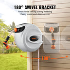 VEVOR Retractable Hose Reel Water Hose Reel 20m x 1.3cm 180° Swivel Wall-Mounted