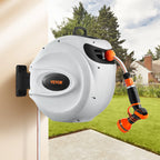 VEVOR Retractable Hose Reel Water Hose Reel 20m x 1.3cm 180° Swivel Wall-Mounted