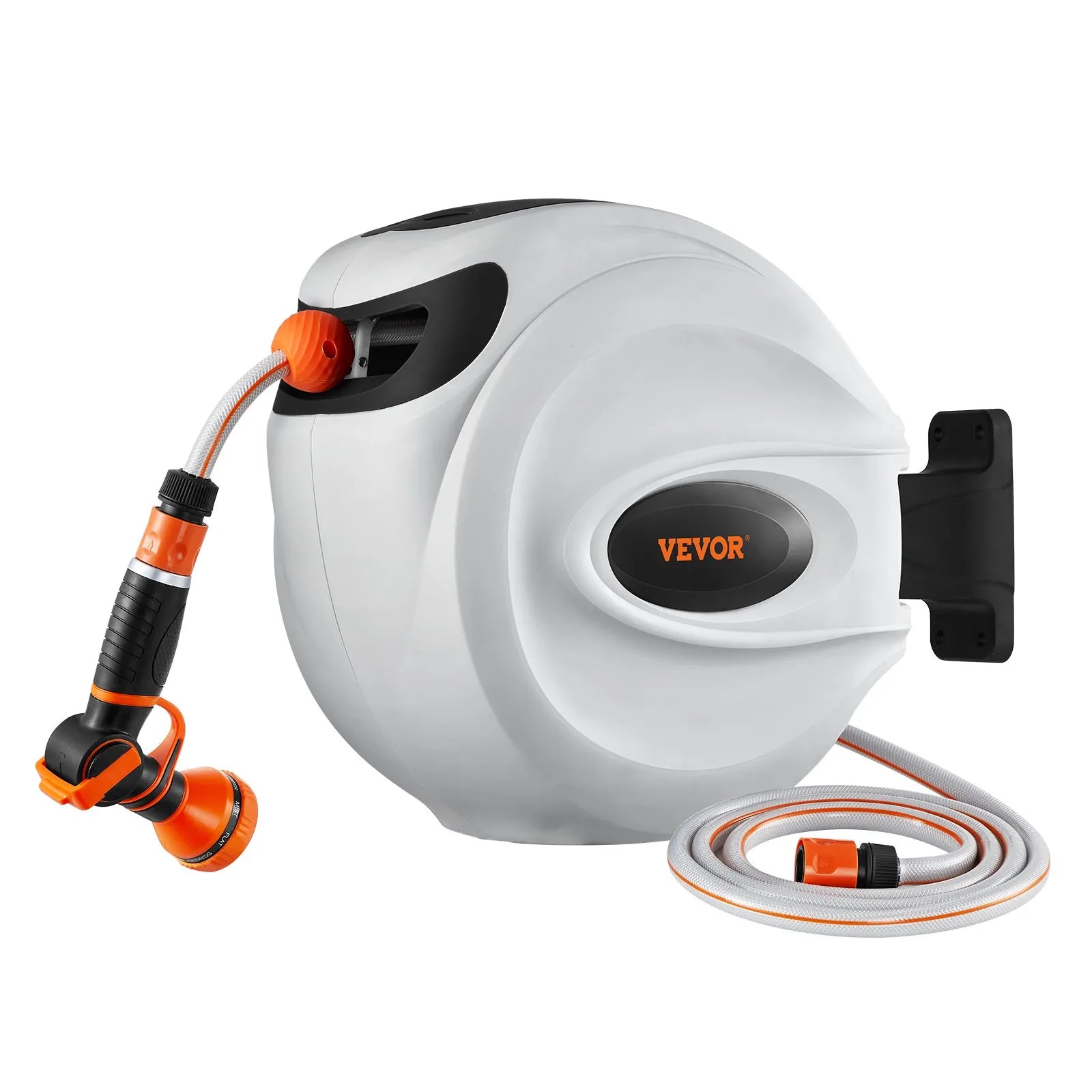 VEVOR Retractable Hose Reel Water Hose Reel 20m x 1.3cm 180° Swivel Wall-Mounted