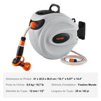 VEVOR Retractable Hose Reel Water Hose Reel 25m x 1.3cm 180° Swivel Wall-Mounted
