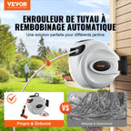 VEVOR Retractable Hose Reel Water Hose Reel 35m x 1.3cm 180° Swivel Wall-Mounted