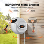 VEVOR Retractable Garden Hose Reel, 1/2" x 131.23 ft Wall Mounted Hose Reel, Heavy Duty Garden Hose Reel with 9 Patterns Nozzle, Any Length Lock, Auto-Rewind Slow Return System and 180°Swivel Bracket
