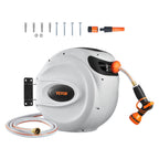 VEVOR Retractable Garden Hose Reel, 1/2" x 131.23 ft Wall Mounted Hose Reel, Heavy Duty Garden Hose Reel with 9 Patterns Nozzle, Any Length Lock, Auto-Rewind Slow Return System and 180°Swivel Bracket