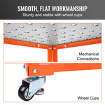 VEVOR Welding Table 91.4 cm x 61 cm, 272 kg Load Capacity Steel Welding Workbench Table on Wheels, Portable Work Bench with Double-layer Storage Board, 1.6 cm Fixture Holes, 11 Hooks