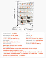 VEVOR 7-Tier Rolling Bin Storage Rack, 24 Organizer Bins, Bin Rack Storage Steel Wire Shelving System with Wheels, Mobile Tool Organizer for Garage, Warehouse, Office, Restaurant, Classroom, Kitchen