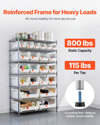 VEVOR 7-Tier Rolling Bin Storage Rack, 22 Organizer Bins, Bin Rack Storage Steel Wire Shelving System with Wheels, Mobile Tool Organizer for Garage, Warehouse, Office, Restaurant, Classroom, Kitchen