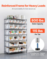 VEVOR 7-Tier Rolling Bin Storage Rack, 22 Organizer Bins, Bin Rack Storage Steel Wire Shelving System with Wheels, Mobile Tool Organizer for Garage, Warehouse, Office, Restaurant, Classroom, Kitchen