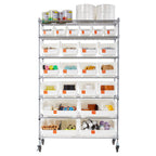 VEVOR 7-Tier Rolling Bin Storage Rack, 22 Organizer Bins, Bin Rack Storage Steel Wire Shelving System with Wheels, Mobile Tool Organizer for Garage, Warehouse, Office, Restaurant, Classroom, Kitchen