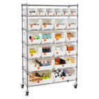 VEVOR 7-Tier Rolling Bin Storage Rack, 22 Organizer Bins, Bin Rack Storage Steel Wire Shelving System with Wheels, Mobile Tool Organizer for Garage, Warehouse, Office, Restaurant, Classroom, Kitchen