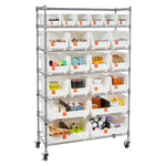 VEVOR 7-Tier Rolling Bin Storage Rack, 22 Organizer Bins, Bin Rack Storage Steel Wire Shelving System with Wheels, Mobile Tool Organizer for Garage, Warehouse, Office, Restaurant, Classroom, Kitchen