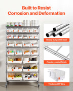 VEVOR 8-Tier Rolling Bin Storage Rack, 26 Organizer Bins, Bin Rack Storage Steel Wire Shelving System with Wheels, Mobile Tool Organizer for Garage, Warehouse, Office, Restaurant, Classroom, Kitchen