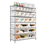 VEVOR 7-Tier Rolling Bin Storage Rack, 26 Organizer Bins, Bin Rack Storage Steel Wire Shelving System with Wheels, Mobile Tool Organizer for Garage, Warehouse, Office, Restaurant, Classroom, Kitchen