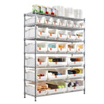 VEVOR 7-Tier Rolling Bin Storage Rack, 26 Organizer Bins, Bin Rack Storage Steel Wire Shelving System with Wheels, Mobile Tool Organizer for Garage, Warehouse, Office, Restaurant, Classroom, Kitchen
