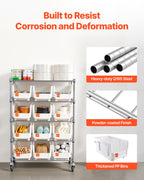 VEVOR 5-Tier Rolling Bin Storage Rack, 12 Organizer Bins, Bin Rack Storage Steel Wire Shelving System with Wheels, Mobile Tool Organizer for Garage, Warehouse, Office, Restaurant, Classroom, Kitchen