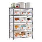 VEVOR 5-Tier Rolling Bin Storage Rack, 12 Organizer Bins, Bin Rack Storage Steel Wire Shelving System with Wheels, Mobile Tool Organizer for Garage, Warehouse, Office, Restaurant, Classroom, Kitchen