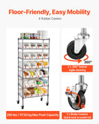 VEVOR 7-Tier Rolling Bin Storage Rack, 24 Small Bins, Bin Rack Storage Steel Wire Shelving System with Wheels, Mobile Tool Organizer for Garage, Warehouse, Office, Restaurant, Classroom, Kitchen