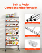 VEVOR 7-Tier Rolling Bin Storage Rack, 24 Small Bins, Bin Rack Storage Steel Wire Shelving System with Wheels, Mobile Tool Organizer for Garage, Warehouse, Office, Restaurant, Classroom, Kitchen