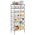 VEVOR 7-Tier Rolling Bin Storage Rack, 24 Small Bins, Bin Rack Storage Steel Wire Shelving System with Wheels, Mobile Tool Organizer for Garage, Warehouse, Office, Restaurant, Classroom, Kitchen