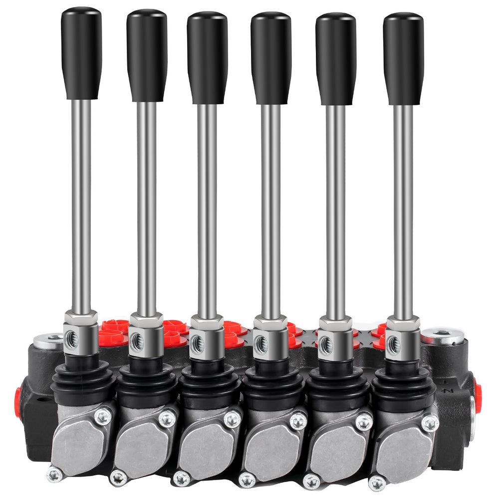 VEVOR Hydraulic Directional Control Valve, 6 Spool Hydraulic Spool Valve, 11 GPM Hydraulic Loader Valve, 3600 PSI Directional Control Valve, Hydraulic Valves And Controls For Tractors Loaders Tanks