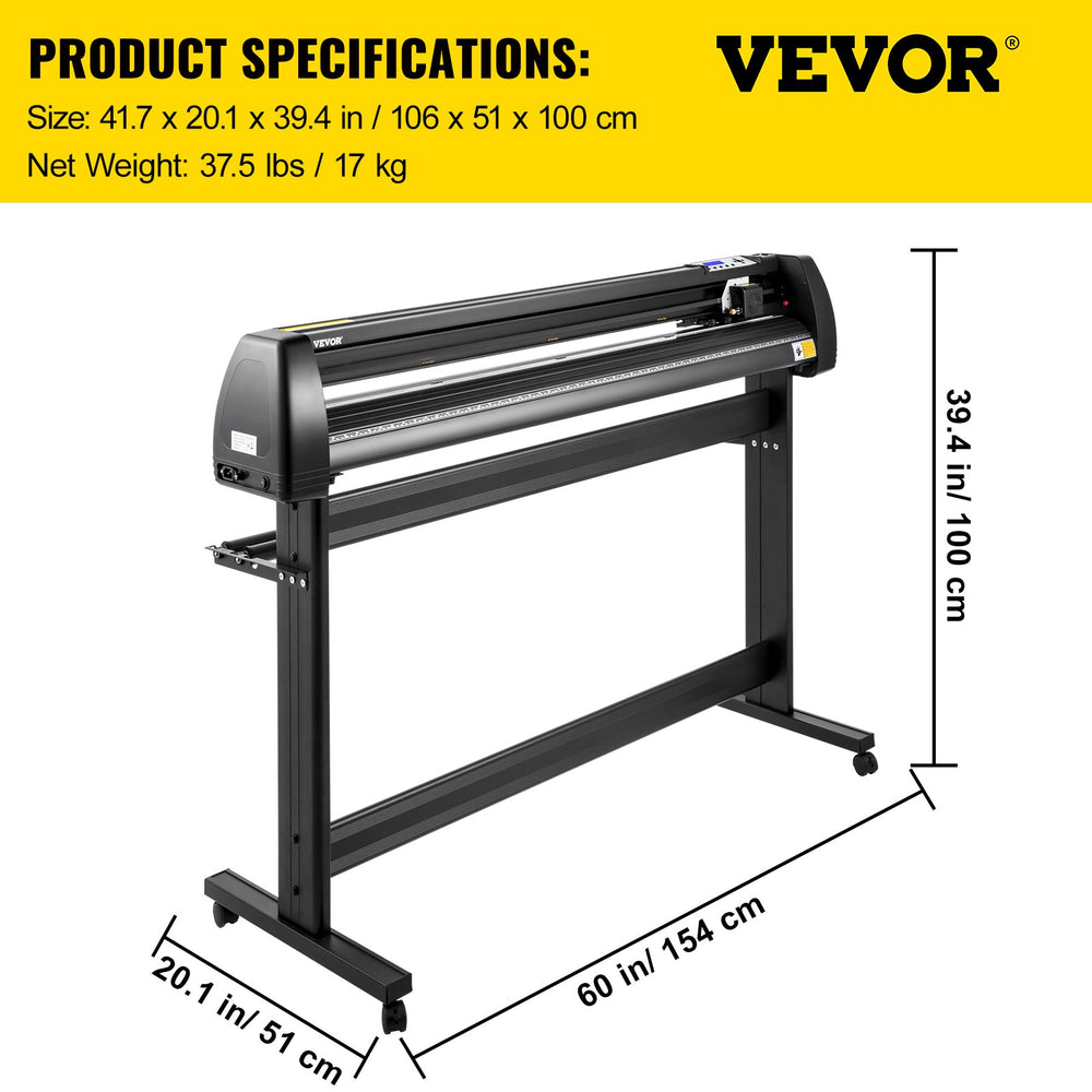 VEVOR Vinyl Cutter Machine, 53" Vinyl Plotter, LCD Display Plotter Cutter, Three Adjustable  Pinch Rollers Sign Cutting Plotter, Vinyl Cutter with SignCut and SignMaster Software for Design and Cut