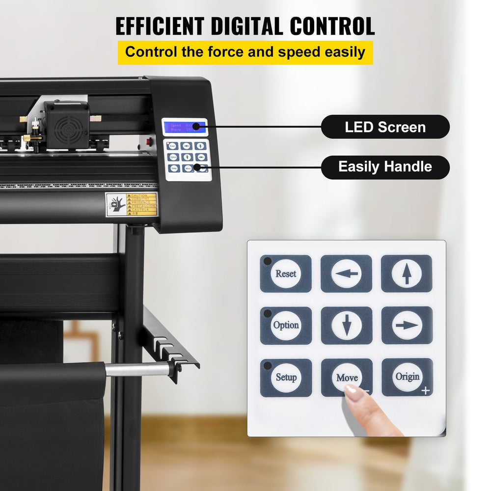 VEVOR Vinyl Cutter, 1350mm Vinyl Plotter, LED Screen Plotter Cutter, Semi-Automatical Built-in Optical Eye, Compatible with SignCut Software for Mac and Windows System with Stand