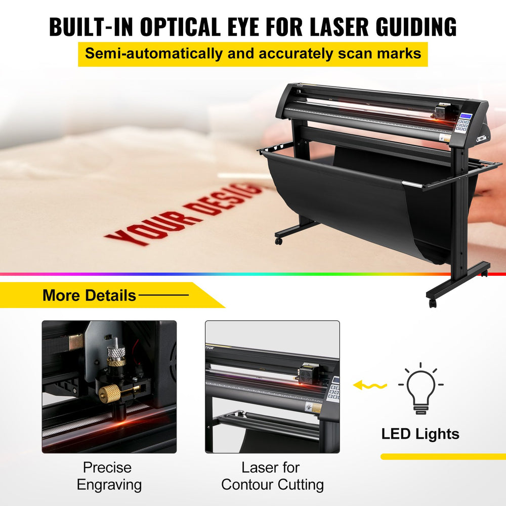 VEVOR Vinyl Cutter, 1350mm Vinyl Plotter, LED Screen Plotter Cutter, Semi-Automatical Built-in Optical Eye, Compatible with SignCut Software for Mac and Windows System with Stand