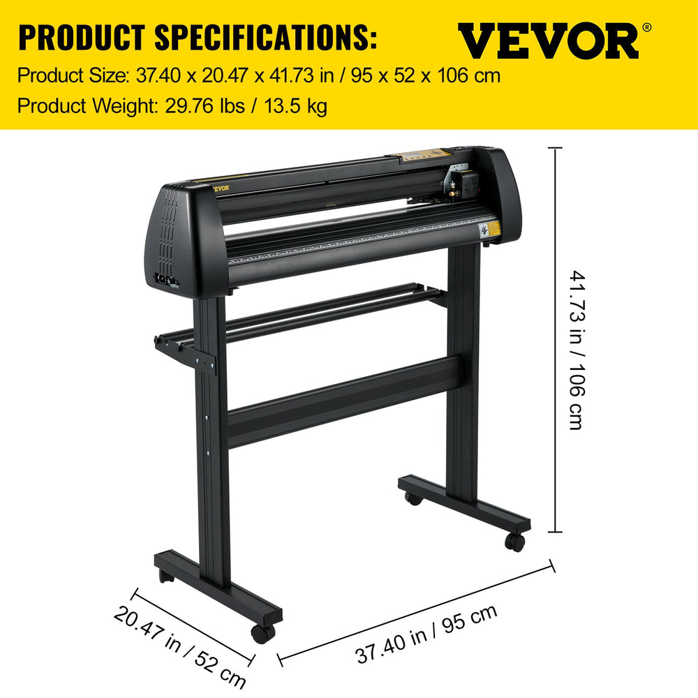 VEVOR Vinyl Cutter Machine, 28 Inch Paper Feed Cutting Plotter Bundle, Adjustable Force & Speed Vinyl Printer, LCD Display Windows Compatible Sign Making kit with Signmaster Software, Supplies, 3 Blad