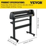 VEVOR Vinyl Cutter Machine, 28 Inch Paper Feed Cutting Plotter Bundle, Adjustable Force & Speed Vinyl Printer, LCD Display Windows Compatible Sign Making kit with Signmaster Software, Supplies, 3 Blad