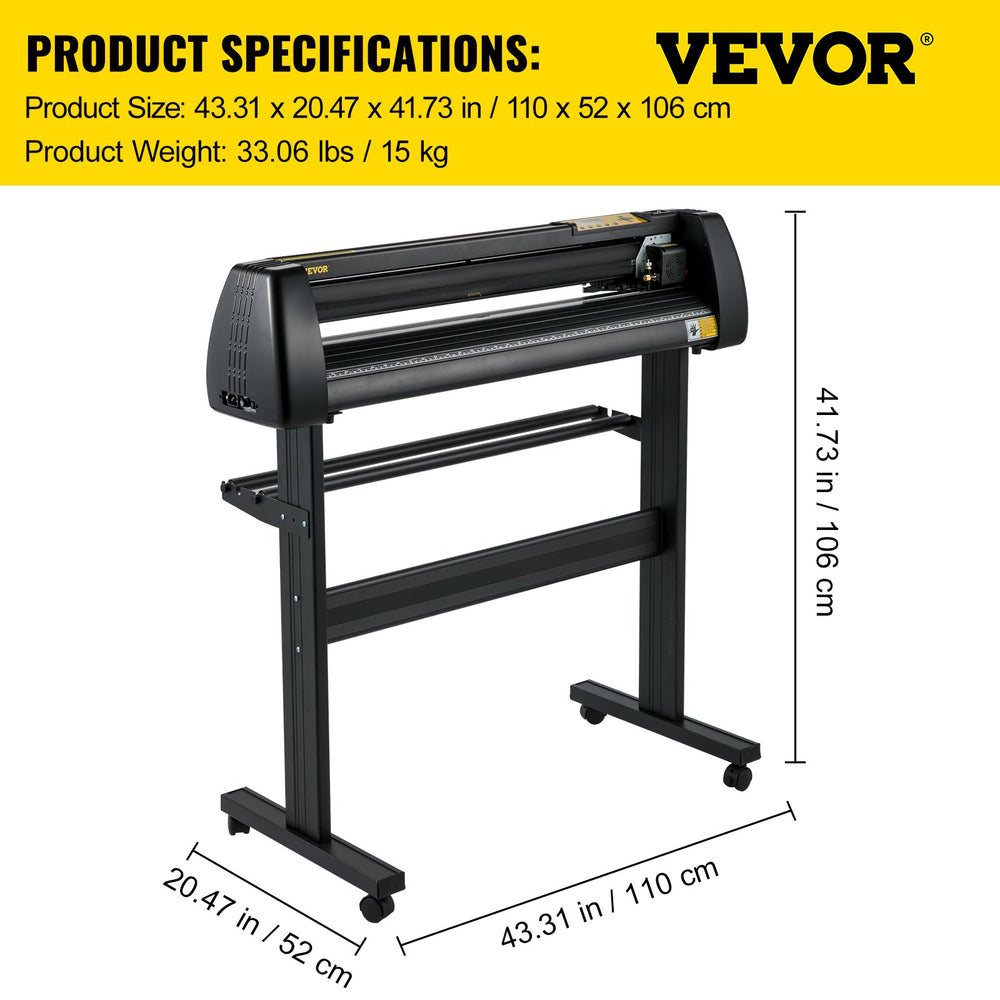 VEVOR Vinyl Cutter Machine, 34 Inch Paper Feed Cutting Plotter Bundle Adjustable Force & Speed Vinyl Printer, LCD Display Windows Compatible Sign Making kit with Signmaster Software