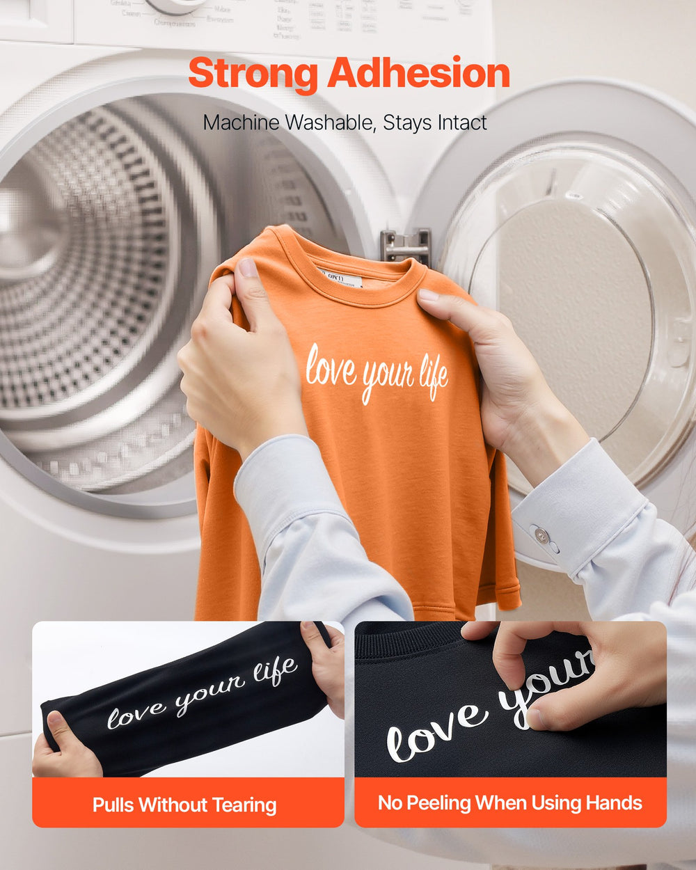 VEVOR Heat Transfer Vinyl, 304.8 x 21336mm, Glossy White HTV Iron on Vinyl Roll, Easy to Cut and Weed, Strong Adhesion, Compatible with Cutting Machines, for Various Materials, T-shirts, Pillows, Hats
