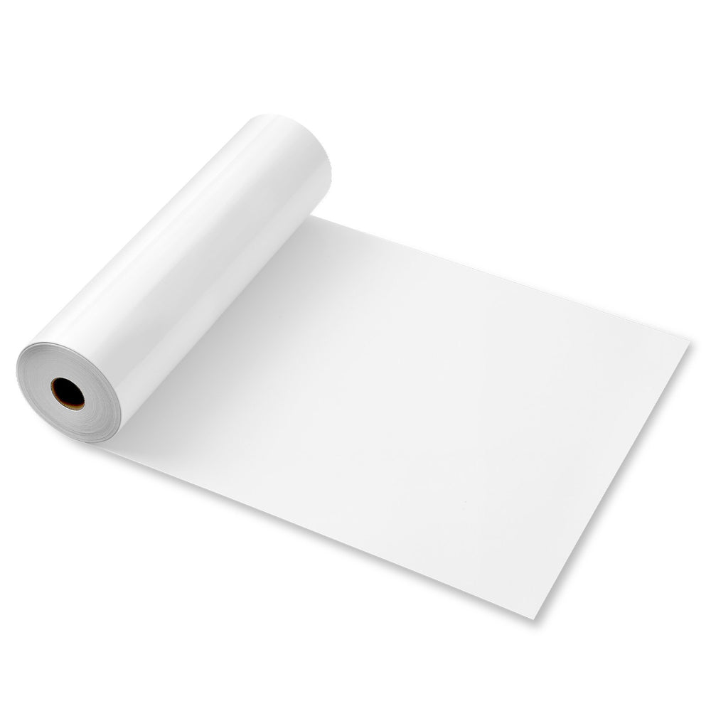 VEVOR Heat Transfer Vinyl, 304.8 x 21336mm, Glossy White HTV Iron on Vinyl Roll, Easy to Cut and Weed, Strong Adhesion, Compatible with Cutting Machines, for Various Materials, T-shirts, Pillows, Hats
